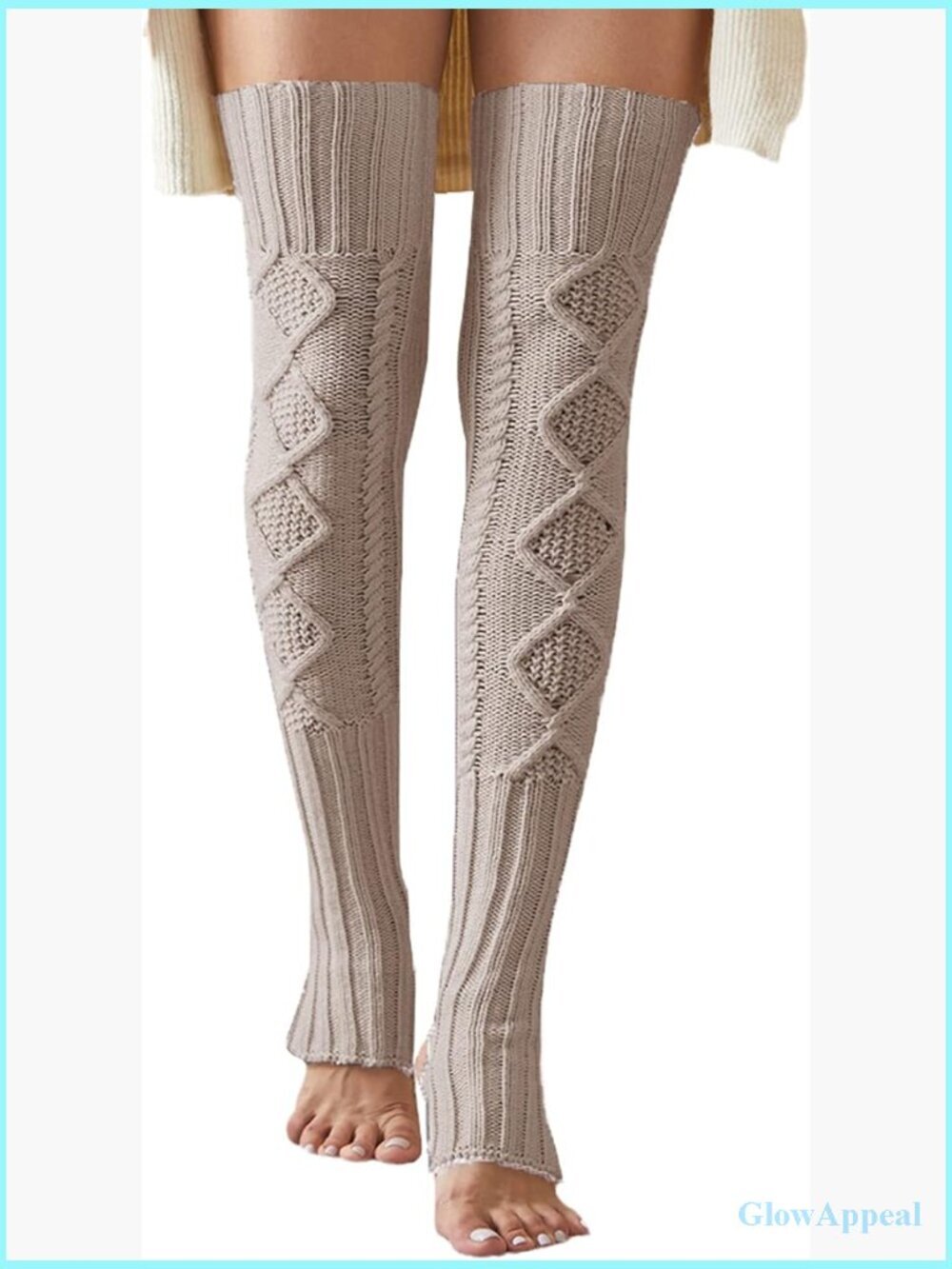 Extra Long Thigh High Leg Warmers Knitted Footless Stirrup Socks Winter
